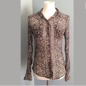LUCKY BRAND semi sheer leopard print Button shirt